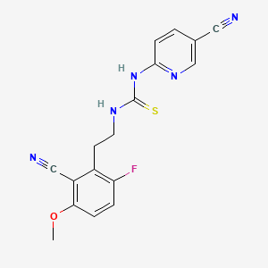 molecular formula C17H14FN5OS B15187549 Thiourea, N-(2-(2-cyano-6-fluoro-3-methoxyphenyl)ethyl)-N'-(5-cyano-2-pyridinyl)- CAS No. 181305-34-0