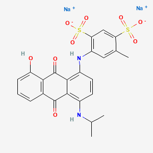molecular formula C24H20N2Na2O9S2 B15187576 Disodium 5-((9,10-dihydro-8-hydroxy-4-((1-methylethyl)amino)-9,10-dioxo-1-anthryl)amino)toluene-2,4-disulphonate CAS No. 83006-70-6