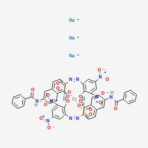 molecular formula C46H30CrN10Na3O20S2+3 B15187616 Trisodium bis(7-benzamido-4-hydroxy-3-((2-hydroxy-3,5-dinitrophenyl)azo)naphthalene-2-sulphonato(3-))chromate(3-) CAS No. 97338-25-5