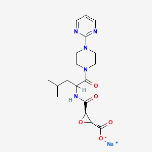 molecular formula C18H24N5NaO5 B15187623 sodium;(2R,3R)-3-[[4-methyl-1-oxo-1-(4-pyrimidin-2-ylpiperazin-1-yl)pentan-2-yl]carbamoyl]oxirane-2-carboxylate CAS No. 84518-85-4