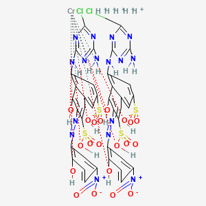 molecular formula C38H31Cl2CrN16O20S4+5 B15187631 Pentahydrogen bis(5-((4-amino-6-chloro-1,3,5-triazin-2-yl)amino)-4-hydroxy-3-((2-hydroxy-5-nitrophenyl)azo)naphthalene-2,7-disulphonato(4-))chromate(5-) CAS No. 88330-20-5