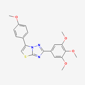 molecular formula C20H19N3O4S B15187639 Thiazolo(3,2-b)(1,2,4)triazole, 6-(4-methoxyphenyl)-2-(3,4,5-trimethoxyphenyl)- CAS No. 140405-73-8