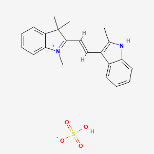 molecular formula C22H24N2O4S B15187675 hydrogen sulfate;1,3,3-trimethyl-2-[(E)-2-(2-methyl-1H-indol-3-yl)ethenyl]indol-1-ium CAS No. 72089-15-7
