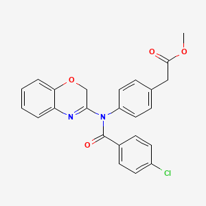 molecular formula C24H19ClN2O4 B15187693 Benzeneacetic acid, 4-(2H-1,4-benzoxazin-3-yl(4-chlorobenzoyl)amino)-, methyl ester CAS No. 109227-03-4