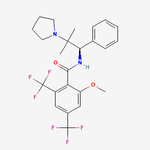 molecular formula C24H26F6N2O2 B15187697 Benzamide, 2-methoxy-N-((1R)-2-methyl-1-phenyl-2-(1-pyrrolidinyl)propyl)-4,6-bis(trifluoromethyl)- CAS No. 960524-24-7
