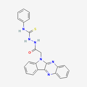 molecular formula C23H18N6OS B15187746 6H-Indolo(2,3-b)quinoxaline-6-acetic acid, 2-((phenylamino)thiocarbonyl)hydrazide CAS No. 116989-60-7