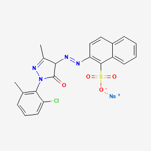molecular formula C21H16ClN4NaO4S B15187762 Sodium 2-((1-(2-chloro-6-methylphenyl)-4,5-dihydro-3-methyl-5-oxo-1H-pyrazol-4-yl)azo)naphthalene-1-sulphonate CAS No. 61556-43-2