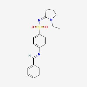 molecular formula C19H21N3O2S B15187777 N-(1-Ethyl-2-pyrrolidinylidene)-4-((phenylmethylene)amino)benzenesulfonamide CAS No. 126826-52-6