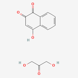 molecular formula C13H12O6 B15187796 Lawsone with dihydroxyacetone CAS No. 195508-77-1