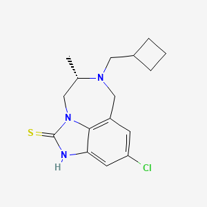 molecular formula C16H20ClN3S B15187903 Imidazo(4,5,1-jk)(1,4)benzodiazepine-2(1H)-thione, 9-chloro-6-(cyclobutylmethyl)-4,5,6,7-tetrahydro-5-methyl-, (S)- CAS No. 136722-74-2