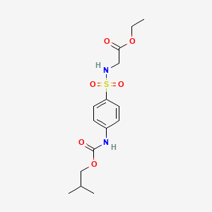 molecular formula C15H22N2O6S B15187920 Glycine, N-((4-(((2-methylpropoxy)carbonyl)amino)phenyl)sulfonyl)-, ethyl ester CAS No. 81865-23-8