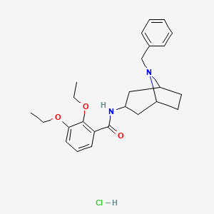 molecular formula C25H33ClN2O3 B15188020 3-beta-(2,3-Diethoxybenzoyl)amino 8-benzyl nor-tropane hydrochloride CAS No. 83142-60-3