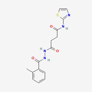 molecular formula C15H16N4O3S B15188091 Benzoic acid, 2-methyl-, 2-(1,4-dioxo-4-(2-thiazolylamino)butyl)hydrazide CAS No. 124841-03-8