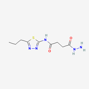 molecular formula C9H15N5O2S B15188097 Butanoic acid, 4-oxo-4-((5-propyl-1,3,4-thiadiazol-2-yl)amino)-, hydrazide CAS No. 113408-20-1