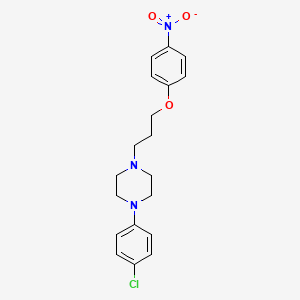 molecular formula C19H22ClN3O3 B15188152 Piperazine, 1-(4-chlorophenyl)-4-(3-(4-nitrophenoxy)propyl)- CAS No. 84344-61-6