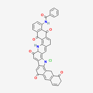 molecular formula C42H24ClN3O6 B15188220 N-(3-chloro-8,15,20,25,32-pentaoxo-3,22-diazanonacyclo[19.16.0.02,18.04,17.05,14.07,12.023,36.024,33.026,31]heptatriaconta-1,4,7(12),10,13,16,18,23,26(31),27,29,33,36-tridecaen-30-yl)benzamide CAS No. 93981-73-8