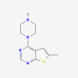 molecular formula C11H14N4S B1518829 1-{6-Methylthieno[2,3-d]pyrimidin-4-yl}piperazine CAS No. 1018554-94-3