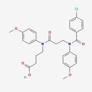 molecular formula C28H29ClN2O6 B15188376 Butanoic acid, 4-((3-((4-chlorobenzoyl)(4-methoxyphenyl)amino)-1-oxopropyl)(4-methoxyphenyl)amino)- CAS No. 71455-70-4
