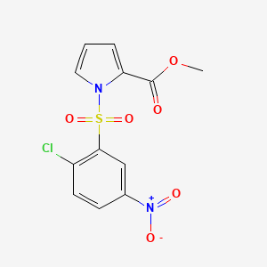 molecular formula C12H9ClN2O6S B15188379 1H-Pyrrole-2-carboxylic acid, 1-((2-chloro-5-nitrophenyl)sulfonyl)-, methyl ester CAS No. 173908-22-0