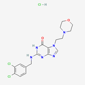 molecular formula C18H21Cl3N6O2 B15188419 Ibezapolstat hydrochloride CAS No. 1275582-98-3