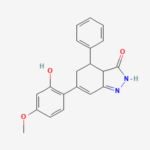 molecular formula C20H18N2O3 B15188455 2,3a,4,5-Tetrahydro-6-(2-hydroxy-4-methoxyphenyl)-4-phenyl-3H-indazol-3-one CAS No. 101986-20-3