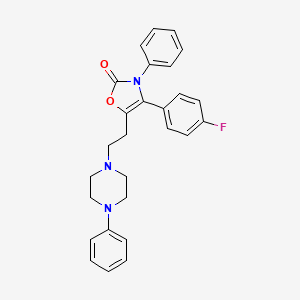 molecular formula C27H26FN3O2 B15188470 2(3H)-Oxazolone, 4-(4-fluorophenyl)-3-phenyl-5-(2-(4-phenyl-1-piperazinyl)ethyl)- CAS No. 120944-32-3