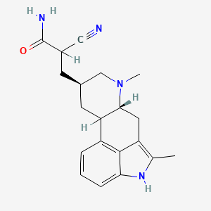 molecular formula C20H24N4O B15188472 alpha-Cyano-2,6-dimethylergoline-8-propionamide CAS No. 82842-19-1
