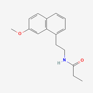 molecular formula C16H19NO2 B15188520 Propanamide, N-(2-(7-methoxy-1-naphthalenyl)ethyl)- CAS No. 138112-79-5
