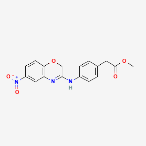 molecular formula C17H15N3O5 B15188529 Benzeneacetic acid, 4-((6-nitro-2H-1,4-benzoxazin-3-yl)amino)-, methyl ester CAS No. 109226-94-0