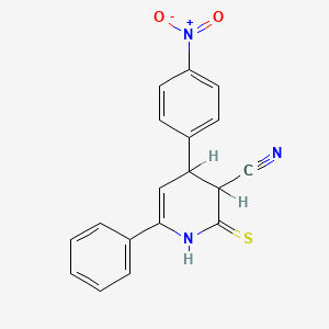 molecular formula C18H13N3O2S B15188534 1,2,3,4-Tetrahydro-4-(4-nitrophenyl)-6-phenyl-2-thioxo-3-pyridinecarbonitrile CAS No. 89451-31-0