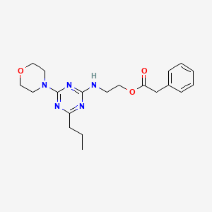 molecular formula C20H27N5O3 B15188625 Benzeneacetic acid, 2-((4-(4-morpholinyl)-6-propyl-1,3,5-triazin-2-yl)amino)ethyl ester CAS No. 127375-11-5