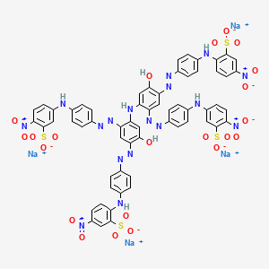 molecular formula C60H39N17Na4O22S4 B15188719 Tetrasodium 3,3'-(iminobis((4-hydroxy-5-((4-((4-nitro-2-sulphonatophenyl)amino)phenyl)azo)-2,1-phenylene)azo-4,1-phenyleneimino))bis(6-nitrobenzenesulphonate) CAS No. 94158-42-6