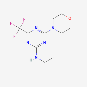 molecular formula C11H16F3N5O B15188732 1,3,5-Triazine-2-amine, N-(1-methylethyl)-4-(4-morpholinyl)-6-(trifluoromethyl)- CAS No. 58892-50-5