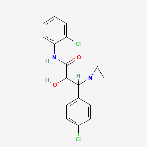 molecular formula C17H16Cl2N2O2 B15188788 N-(2-Chlorophenyl)-beta-(4-chlorophenyl)-alpha-hydroxy-1-aziridinepropanamide CAS No. 120978-26-9