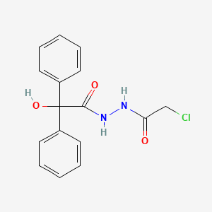 molecular formula C16H15ClN2O3 B15188816 Benzeneacetic acid, alpha-hydroxy-alpha-phenyl-, 2-(chloroacetyl)hydrazide CAS No. 128156-76-3