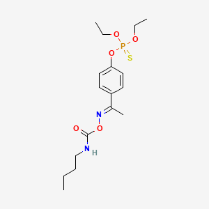 molecular formula C17H27N2O5PS B15188896 Phosphorothioic acid, O,O-diethyl O-(4-(1-((((butylamino)carbonyl)oxy)imino)ethyl)phenyl) ester CAS No. 22936-20-5