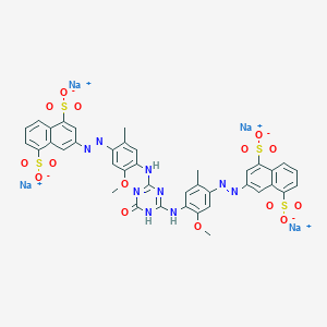 molecular formula C39H29N9Na4O15S4 B15188907 Tetrasodium 3,3'-[(1,6-dihydro-6-oxo-1,3,5-triazine-2,4-diyl)bis[imino(5-methoxy-2-methyl-4,1-phenylene)azo]]bis(naphthalene-1,5-disulphonate) CAS No. 82944-42-1