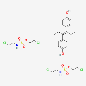 molecular formula C26H38Cl4N2O8S2 B15188914 O,O'-Di-(bis-(2-chloraethyl)-sulfamyl)-diaethylstilboestrol [German] CAS No. 102584-76-9