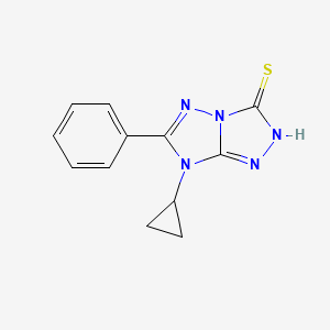 molecular formula C12H11N5S B1518893 7-环丙基-6-苯基-7H-[1,2,4]三唑[4,3-b][1,2,4]三唑-3-硫醇 CAS No. 1087792-48-0