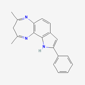 molecular formula C19H17N3 B15188945 Pyrrolo(2,3-g)-1,5-benzodiazepine, 3,10-dihydro-2,4-dimethyl-9-phenyl- CAS No. 113597-49-2