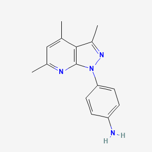 molecular formula C15H16N4 B1518896 4-(3,4,6-trimethyl-1H-pyrazolo[3,4-b]pyridin-1-yl)aniline CAS No. 1087792-59-3