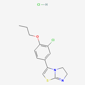 molecular formula C14H16Cl2N2OS B15188963 Imidazo(2,1-b)thiazole, 5,6-dihydro-3-(3-chloro-4-propoxyphenyl)-, monohydrochloride CAS No. 82492-69-1