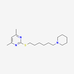 molecular formula C17H29N3S B15189010 Pyrimidine, 4,6-dimethyl-2-((6-piperidinohexyl)thio)- CAS No. 90094-35-2