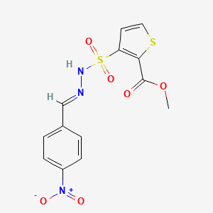 molecular formula C13H11N3O6S2 B15189051 Methyl 3-((((4-nitrophenyl)methylene)hydrazino)sulfonyl)-2-thiophenecarboxylate CAS No. 145865-81-2