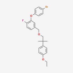 molecular formula C25H26BrFO3 B15189118 Benzene, 2-(4-bromophenoxy)-4-((2-(4-ethoxyphenyl)-2-methylprpoxy)methyl)-1-fluoro- CAS No. 83493-52-1