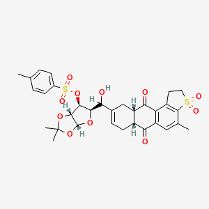 molecular formula C32H34O11S2 B15189159 alpha-D-Xylofuranose, 1,2-O-(1-methylethylidene)-5-C-(1,2,6,6a,7,10,10a,11-octahydro-4-methyl-6,11-dioxoanthra(2,1-b)thien-9-yl)-, 3-(4-methylbenzenesulfonate), S,S-dioxide, (6aR-(6a-alpha,9(S*),10a-alpha))- CAS No. 138381-42-7