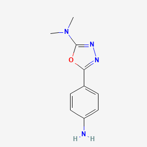 molecular formula C10H12N4O B1518923 5-(4-aminophenyl)-N,N-dimethyl-1,3,4-oxadiazol-2-amine CAS No. 1018563-25-1