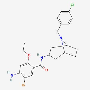 molecular formula C23H27BrClN3O2 B15189308 exo-4-Amino-5-bromo-2-ethoxy-N-(8-(4-chlorobenzyl)-8-azabicyclo(3.2.1)oct-3-yl)benzamide CAS No. 83130-57-8