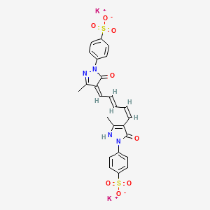 molecular formula C25H20K2N4O8S2 B15189346 Dipotassium p-(4,5-dihydro-4-(5-(5-hydroxy-3-methyl-1-(4-sulphonatophenyl)-1H-pyrazol-4-yl)penta-2,4-dienylidene)-3-methyl-5-oxo-1H-pyrazol-1-yl)benzenesulphonate CAS No. 70208-51-4