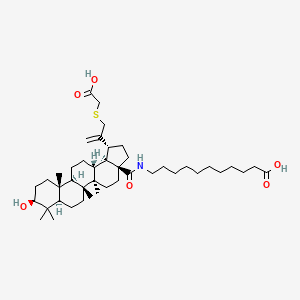 molecular formula C43H71NO6S B15189437 N-(3beta-Hydroxy-30-((carboxymethyl)thio)lup-20(29)-en-28-oyl)-11-aminoundecanoic acid CAS No. 173106-38-2